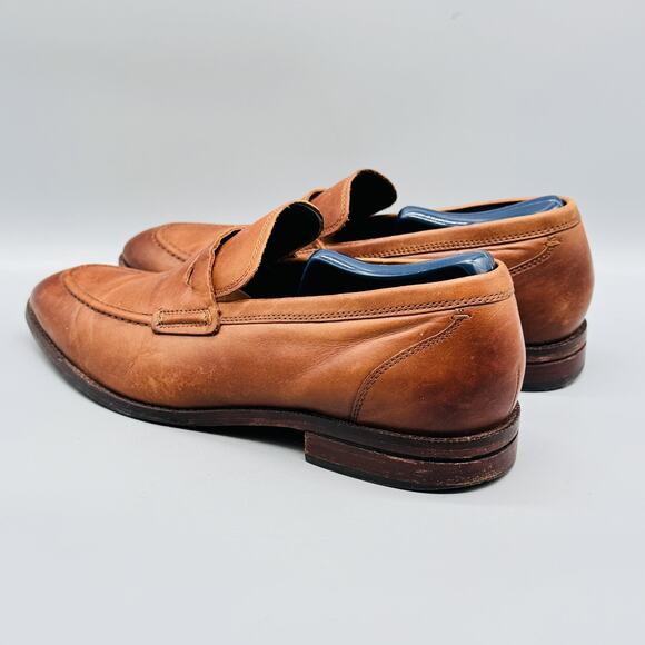 Cole Haan Shoes Men 9 Brown Leather Grand OS Penny Loafers Moc Toe Slip On Dress - Picture 6 of 14
